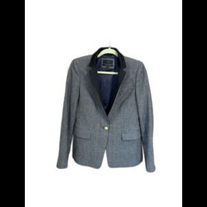 J Crew Regent Blazer Womens Sz 8 Grey Wool Glen Check Preppy Old Money Classic